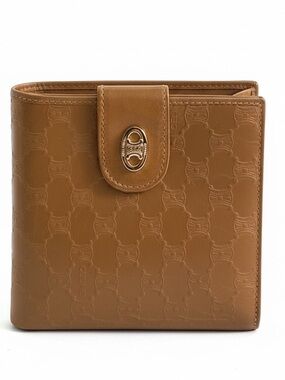 ✨ AUTHENTIC Vintage Celine Triomphe Embossed Leather Compact Wallet - Tan
